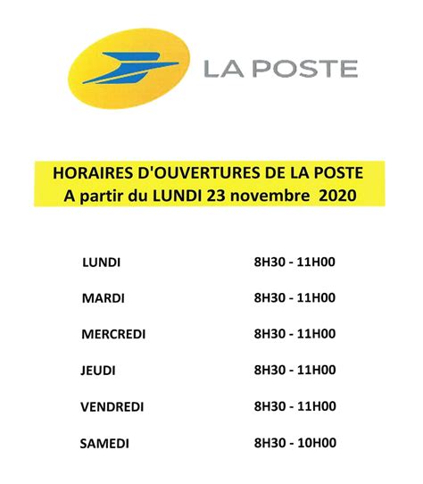 Horaires d'ouverture de Poste Plan.